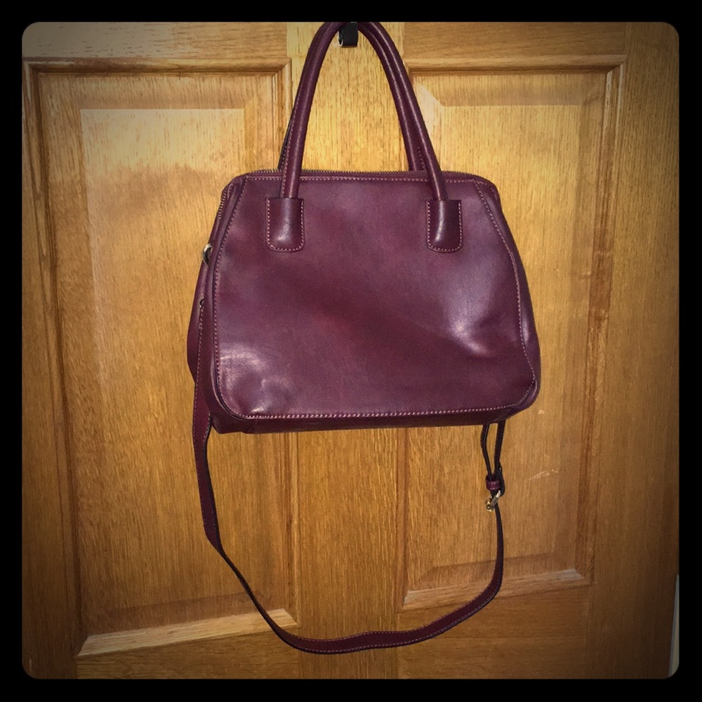 Benetton Oxford Top Handle Bag - Burgundy Red